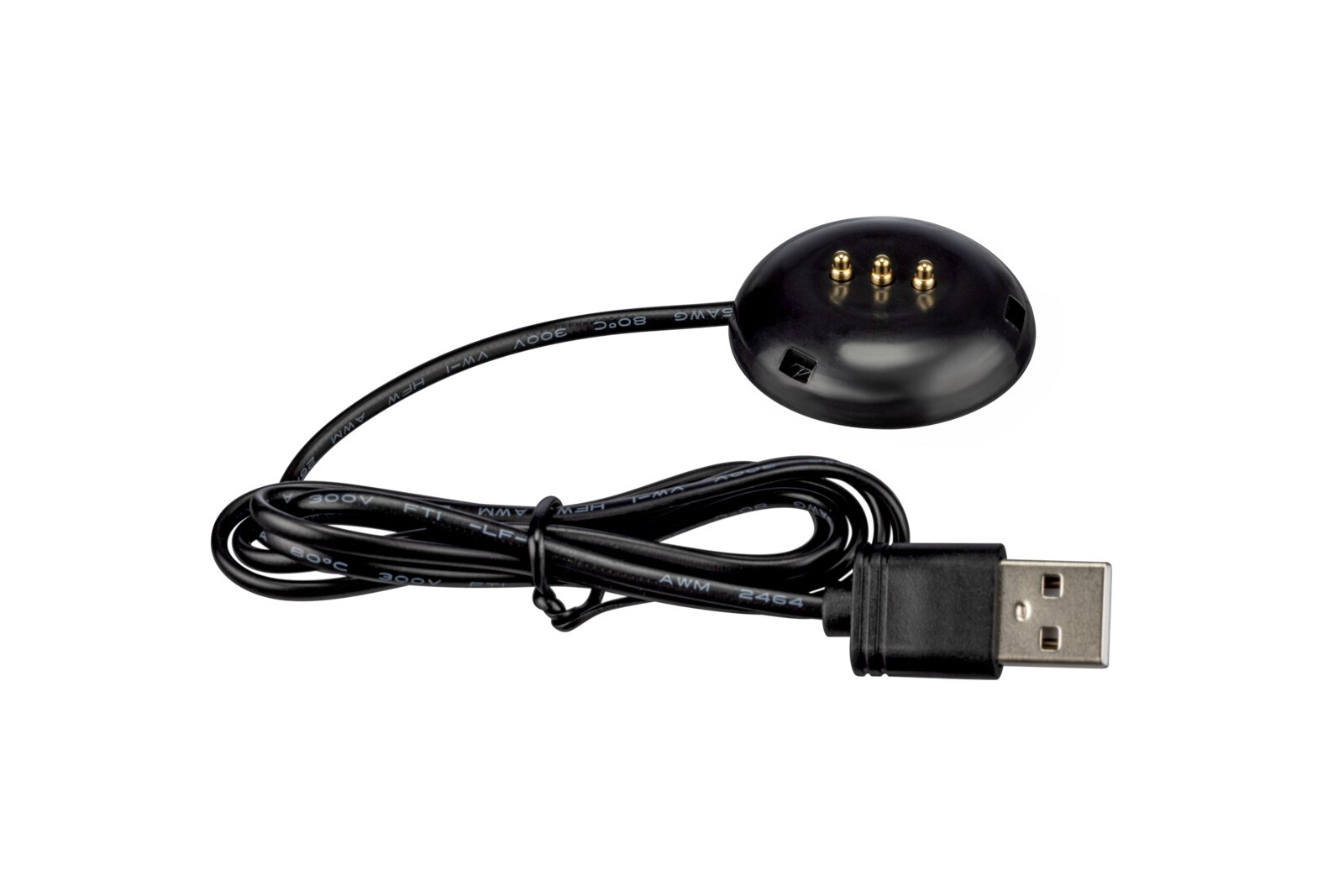 USB-oplaadkabel met ronde oplaadadapter, bovenaanzicht
