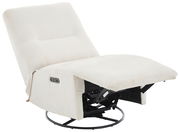 Beiger Relaxsessel TRIXI mit verstellbarer Rückenlehne und Fußstütze, seitliche Perspektive