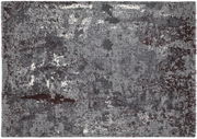Designer Teppich in Grau- und Schwarztönen mit abstraktem Muster, Draufsicht