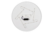 Runde LED-Deckenleuchte von oben mit sichtbaren LED-Streifen und Elektronikkomponenten.