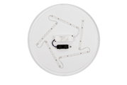 Runde LED-Deckenleuchte von oben mit sichtbaren LED-Streifen und Elektronikkomponenten.