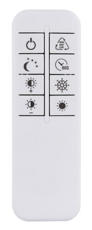 Fernbedienung für Deckenleuchte, Vorderansicht mit verschiedenen Symbolen für Lichtsteuerung.