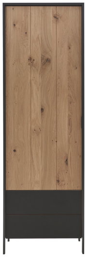 Garderobenschrank aus Holz mit schwarzem Rahmen, Frontalansicht