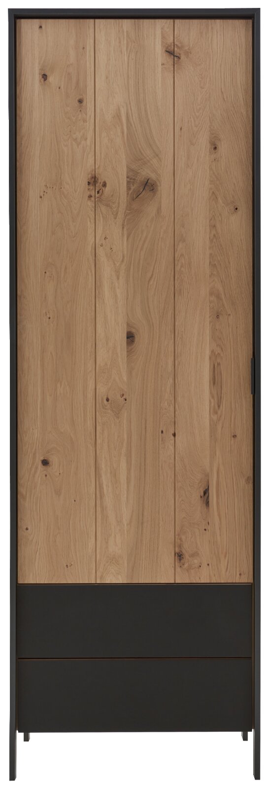 Garderobenschrank aus Holz mit schwarzem Rahmen, Frontalansicht