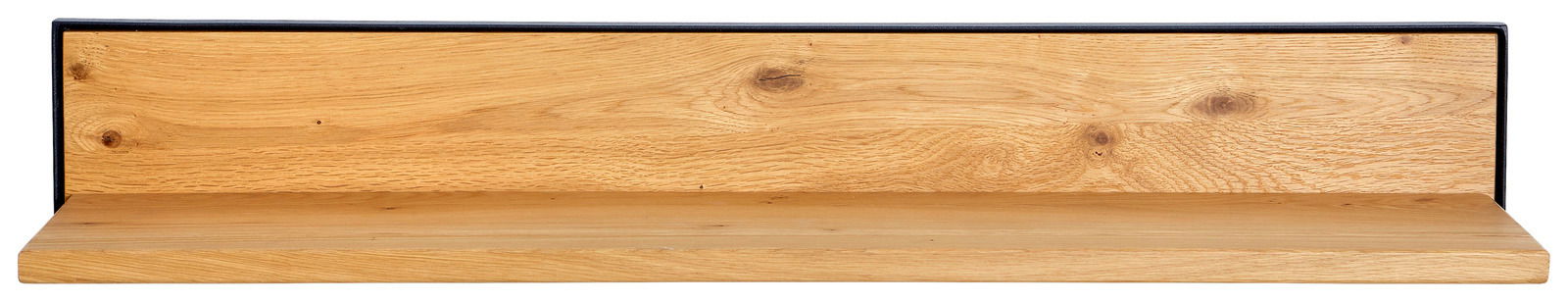 Frontale Ansicht eines Wandregals aus Holz mit natürlicher Maserung.