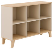 Dressoir met zes open vakken, houtlook, zijaanzicht