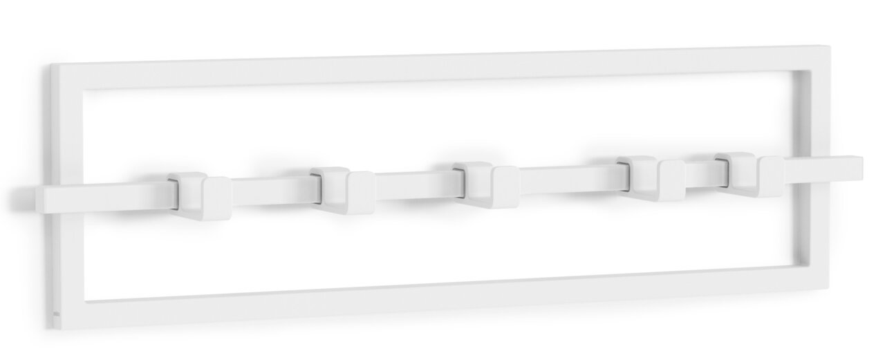 Umbra Wandgarderobe CUBIKO Weiße Wandgarderobe mit fünf Haken, seitliche Perspektive