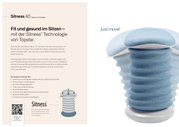 Aktiv-Sitz in blauer Farbe mit wellenförmigem Design, seitliche Perspektive