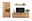 Wandkombination aus Holz mit Vitrine, TV-Schrank und Regal, frontal betrachtet