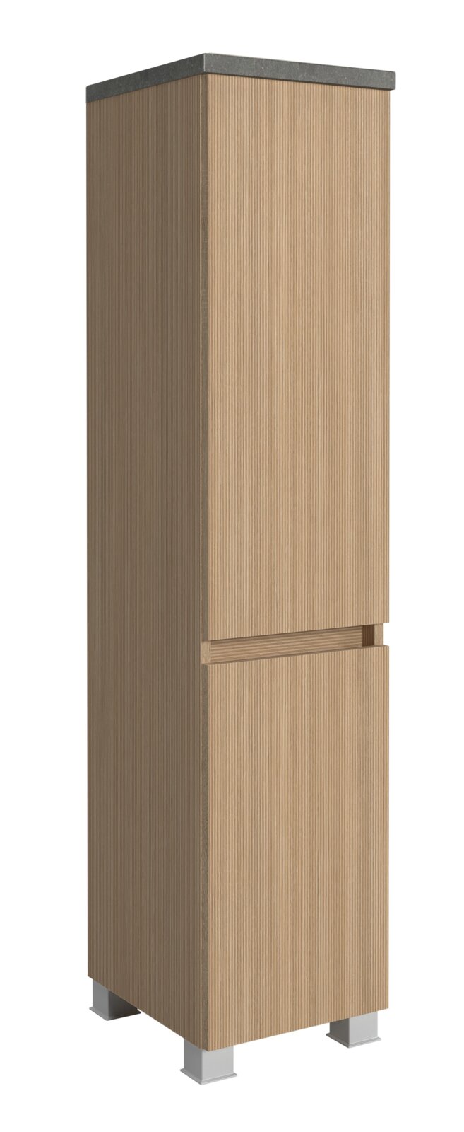 XORA Midischrank TOULON Midischrank 30 cm in Holzoptik mit grauer Oberseite, perspektivische Ansicht von vorne links