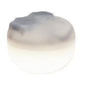 Runde, weiße Akku-Leuchte CHERRY MINI aus seitlicher Perspektive