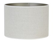 Zylindrischer Lampenschirm aus hellem Stoff, seitliche Perspektive