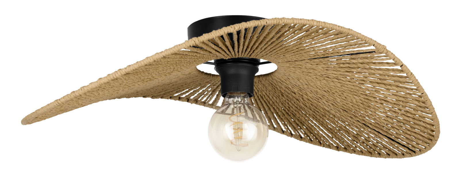 Eglo Leuchten Deckenleuchte SIRUELA Deckenleuchte SIRUELA von Eglo mit einem einzigartigen, wellenförmigen Design aus geflochtenem Material, seitliche Perspektive.