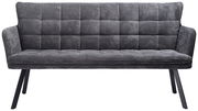 Graue Sitzbank mit gestepptem Stoffbezug und schwarzen Beinen, Frontalansicht