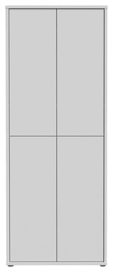 Frontansicht eines hohen, modernen XL-Schuhschranks mit vier Türen in schlichtem Design.