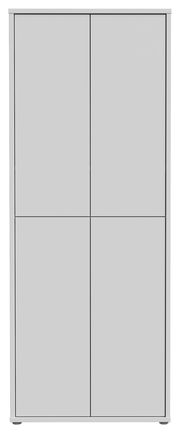 Frontansicht eines hohen, modernen XL-Schuhschranks mit vier Türen in schlichtem Design.