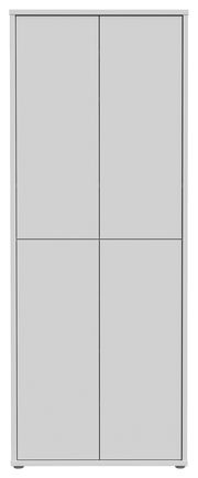 Frontansicht eines hohen, modernen XL-Schuhschranks mit vier Türen in schlichtem Design.