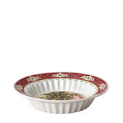 Kleine Schale mit weihnachtlichem Motiv, spielende Kinder und Weihnachtsbaum, seitliche Perspektive