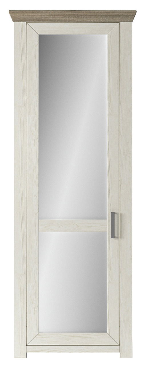 Musterring Garderobenschrank SET ONE YORK Frontansicht eines Garderobenschranks mit Spiegeltür und hellem Holzrahmen.