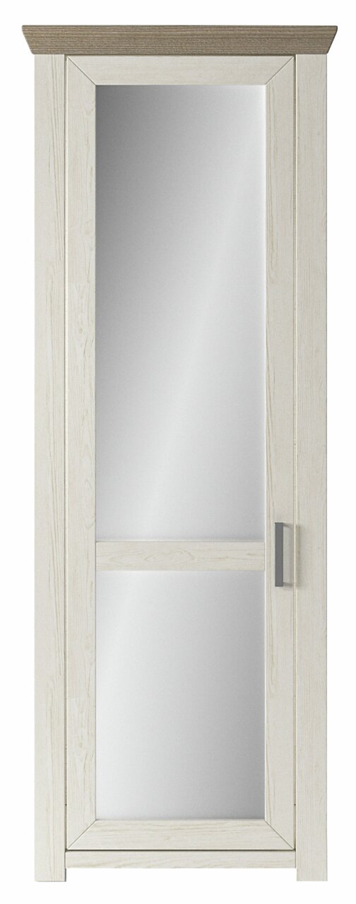 Musterring Garderobenschrank SET ONE YORK Frontansicht eines Garderobenschranks mit Spiegeltür und hellem Holzrahmen.