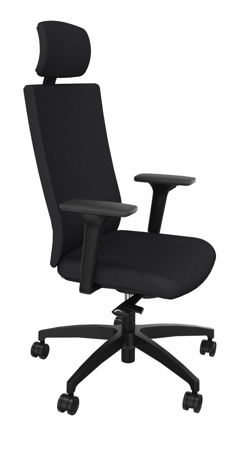 Dauphin Drehstuhl ADJUST Schwarzer Drehstuhl mit Kopfstütze und Armlehnen, seitliche Perspektive