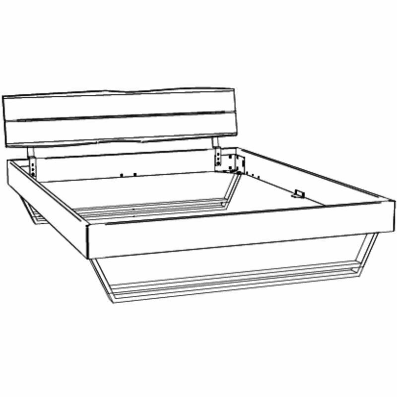 Bettgestell aus Holz mit Kopfteil, seitliche Perspektive