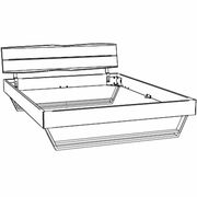 Bettgestell aus Holz mit Kopfteil, seitliche Perspektive