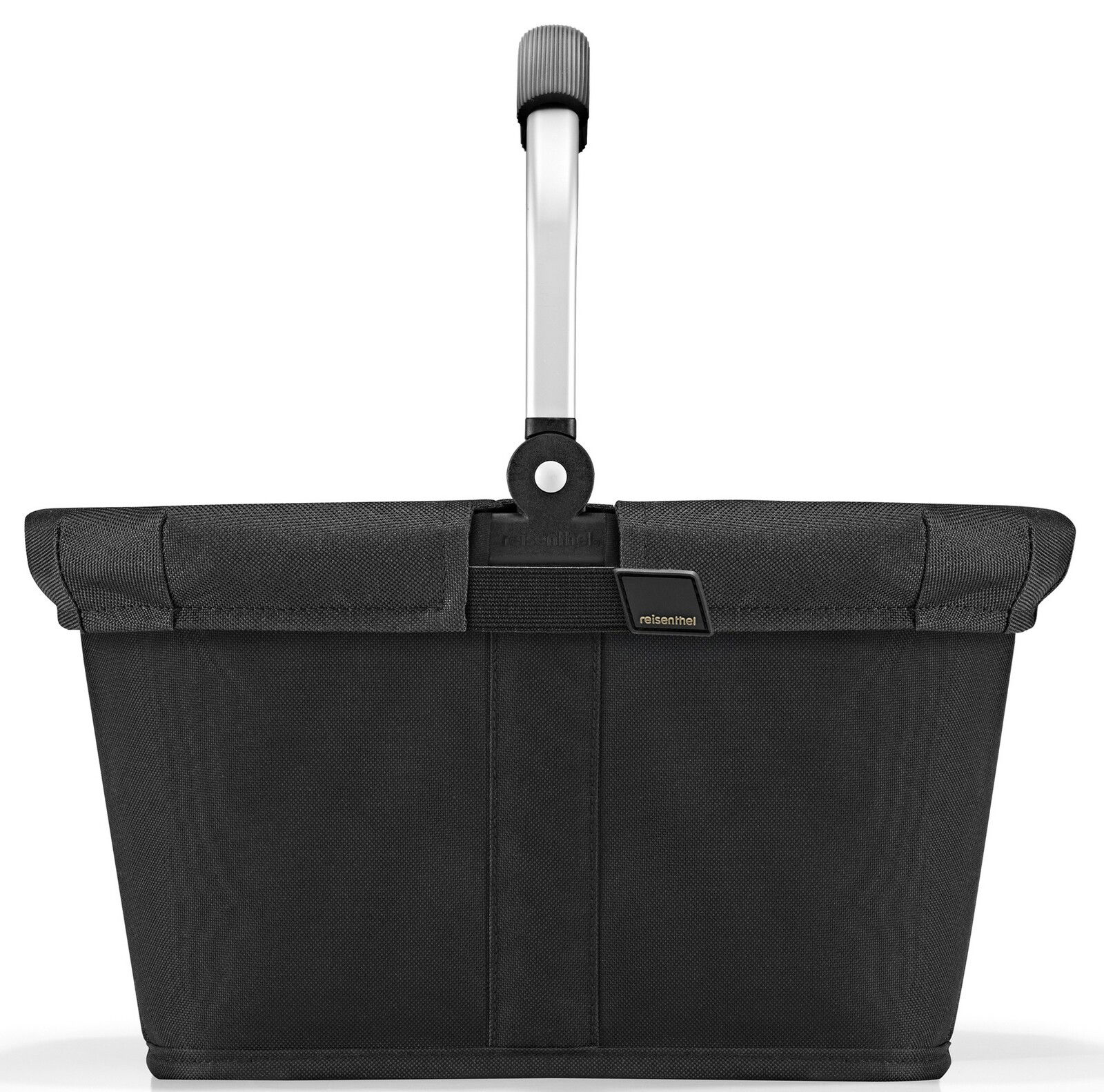 Schwarzer Einkaufskorb mit Aluminiumgriff, Vorderansicht