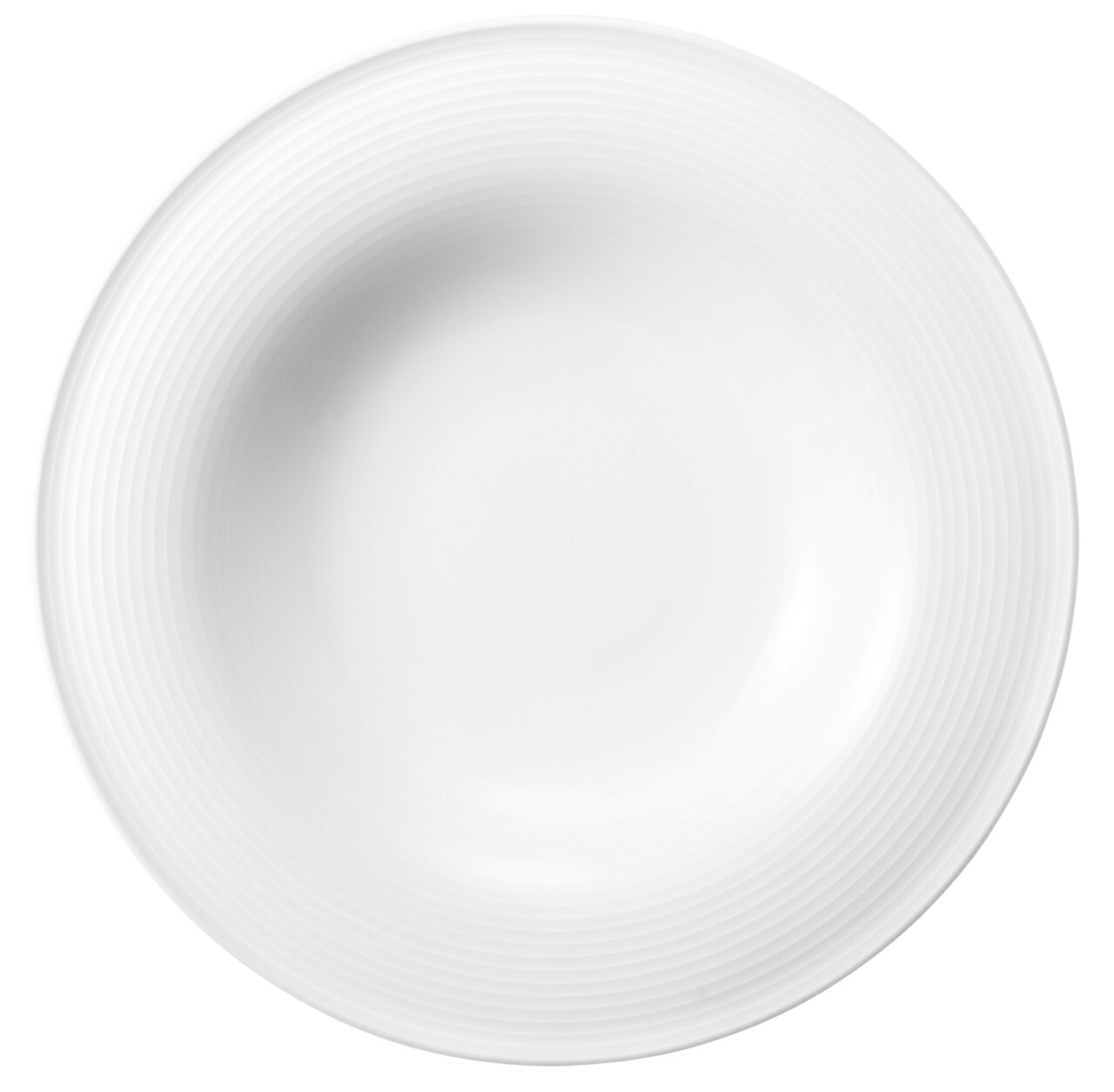Weißer Pasta- und Salatteller Beat von Seltmann Weiden, 27,5 cm, aus der Vogelperspektive fotografiert.