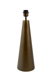 Konischer Lampenfuß in mattem Dunkelbronze mit schwarzer Lampenfassung, frontal in gerader Perspektive vor weißem Hintergrund