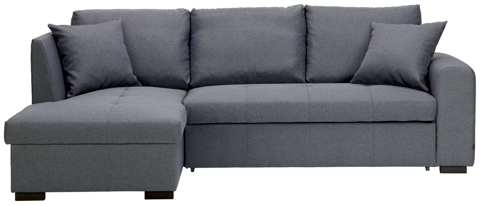 Osca Ecksofa BILL Graues Ecksofa mit drei Rückenkissen und zwei Armlehnenkissen, Vorderansicht