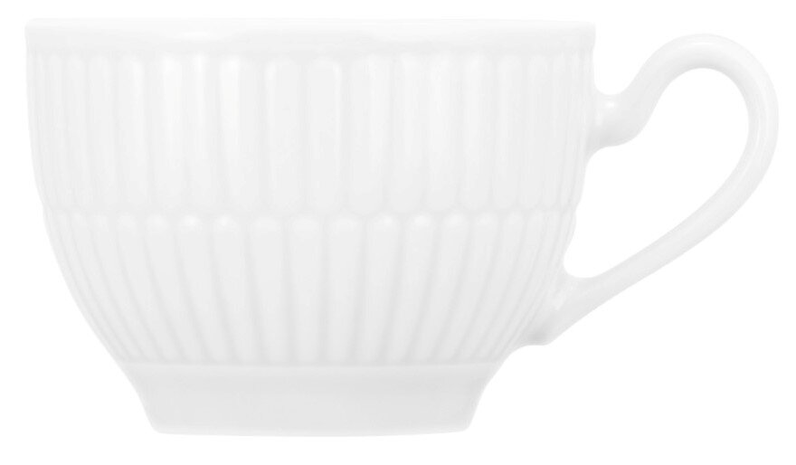 Seltmann Weiden Espressokopje AMINA Witte espressokop Seltmann Weiden AMINA, zijaanzicht met geribbeld patroon en elegante oor.