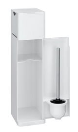 Weiße 6-in-1 Stand WC-Garnitur Imon mit integriertem Bürstenhalter, seitliche Perspektive