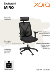 Ergonomischer Drehstuhl mit verstellbarer Kopfstütze, höhenverstellbaren Armlehnen und Sitz, schwarzem Kunststoff-Fußgestell, seitliche Perspektive