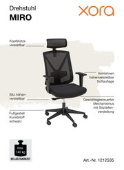 Ergonomische draaistoel met verstelbare hoofdsteun, in hoogte verstelbare armleuningen en zitting, zwart kunststof onderstel, zijaanzicht