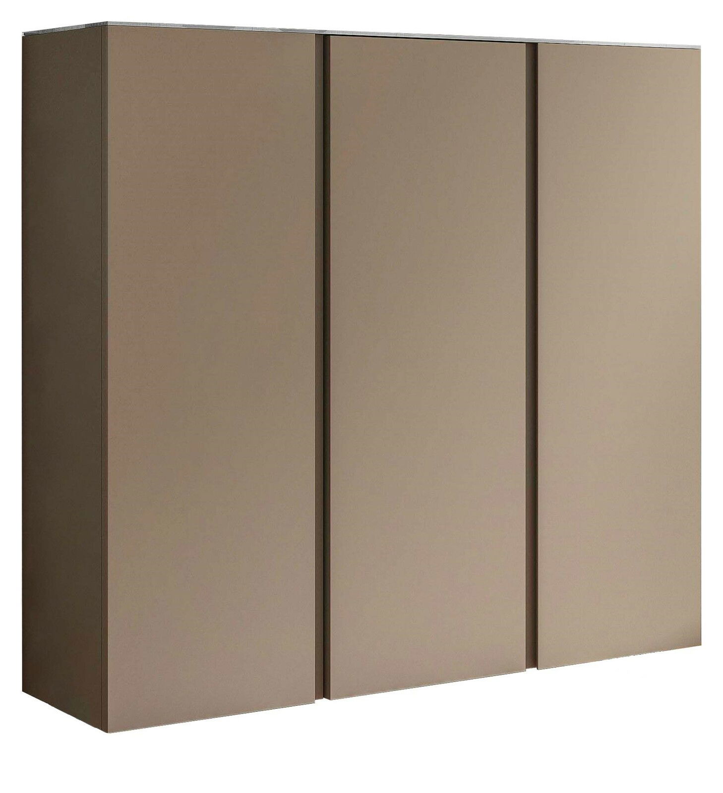 Moderano XL-Hängeschuhschrank 3T LECCO Moderano XL-Hängeschuhschrank 3T LECCO in brauner Farbe, dreitürig, seitliche Perspektive