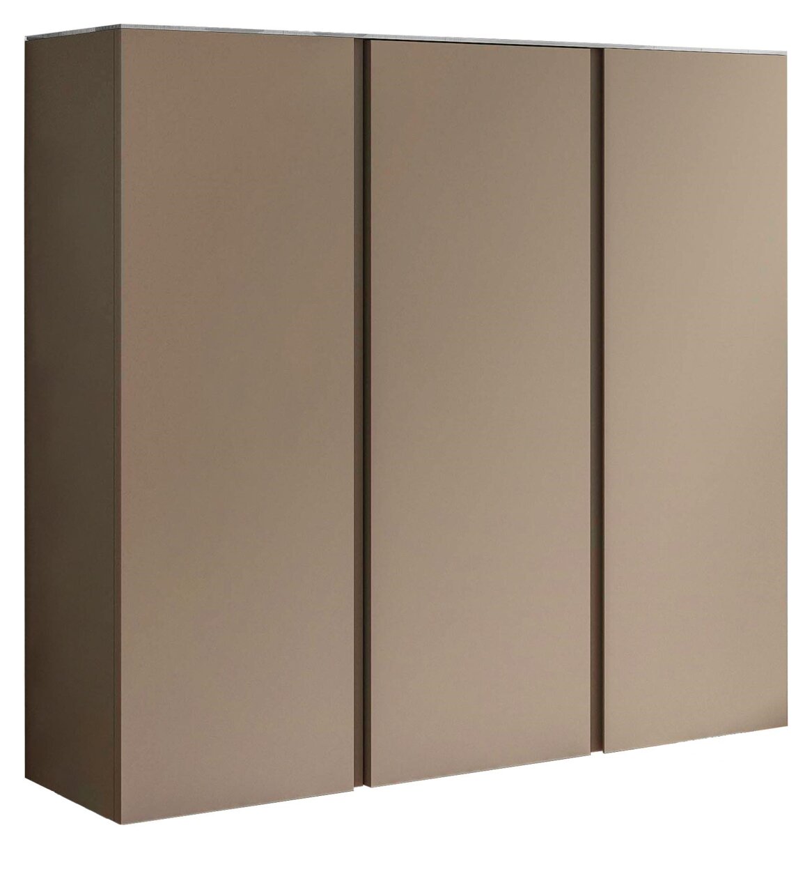 Moderano XL-Hängeschuhschrank 3T LECCO Moderano XL-Hängeschuhschrank 3T LECCO in brauner Farbe, dreitürig, seitliche Perspektive