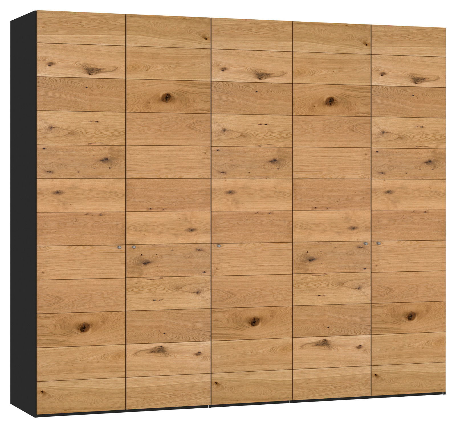 Fünf-türiger Drehtürenschrank aus Holz in Frontalansicht