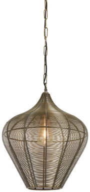 Hängeleuchte ALVARO aus Metallgeflecht in Tropfenform, seitliche Perspektive