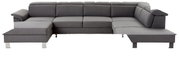 Graues, modernes U-förmiges Sofa mit Ottomane, Vorderansicht
