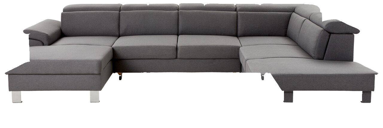 Graues, modernes U-förmiges Sofa mit Ottomane, Vorderansicht