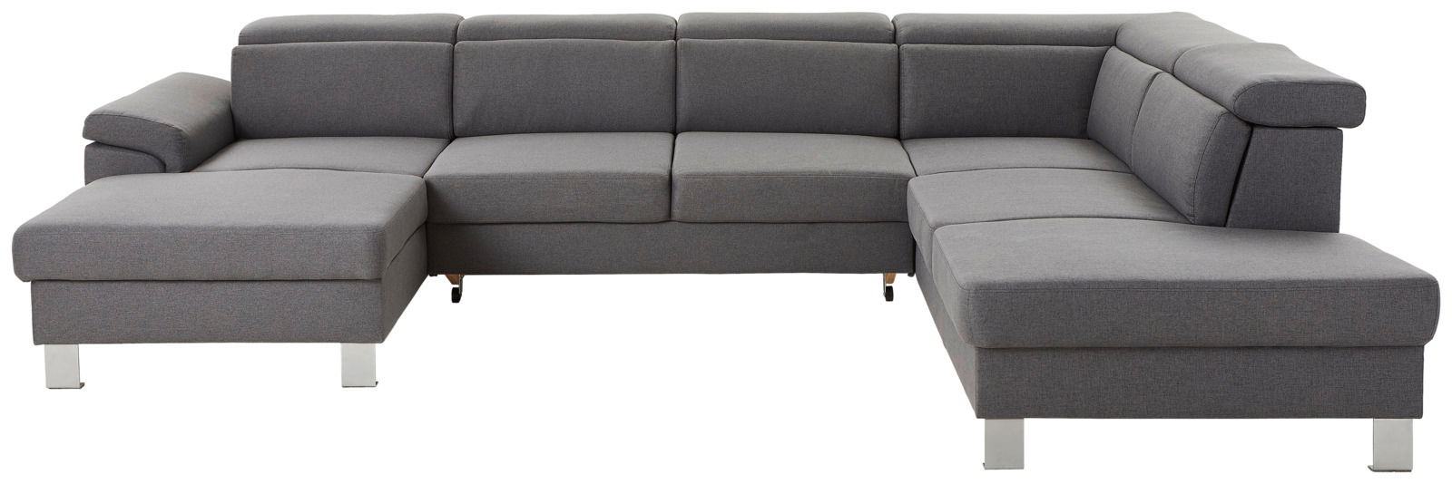 Graues, modernes U-förmiges Sofa mit Ottomane, Vorderansicht