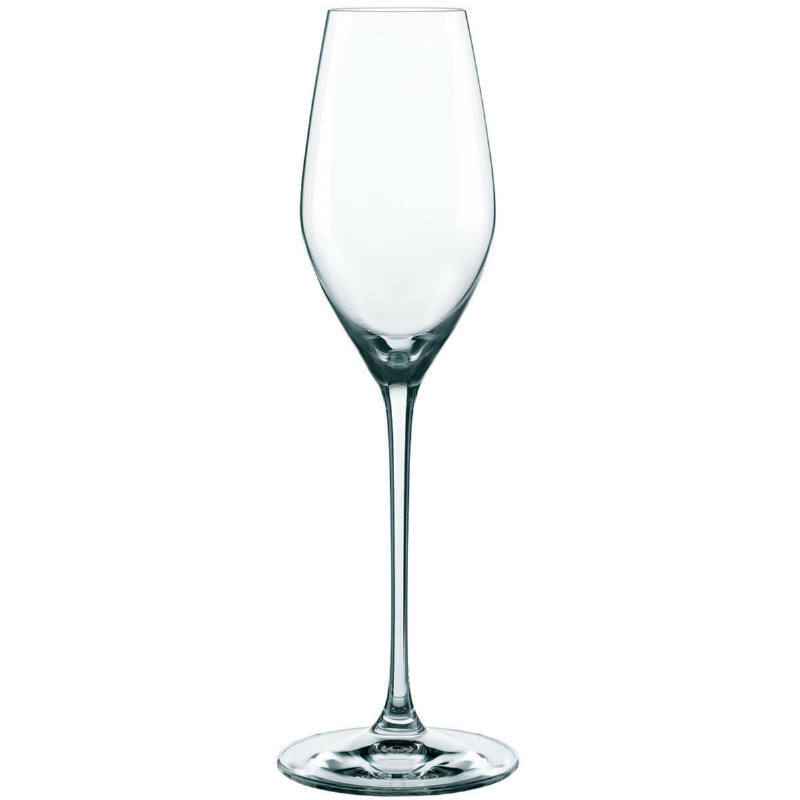 Eleganter Champagnerkelch Topline aus klarem Glas, frontal abgebildet.