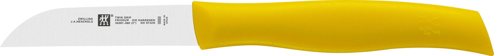 ZWILLING Gemüsemesser gelb TWIN GRIP Gelbes Gemüsemesser Twin Grip mit gelbem Griff, seitliche Ansicht