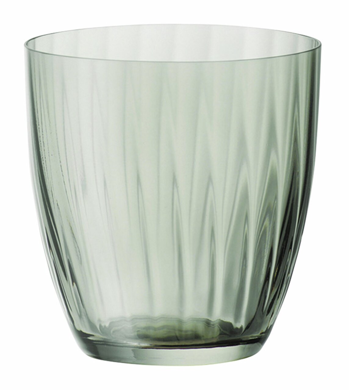 Becher aus rauchgrünem Glas mit 260ml Fassungsvermögen, frontal abgebildet.