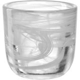 Glas-Tischlicht SALERNO 7cm mit marmoriertem Design, seitliche Perspektive