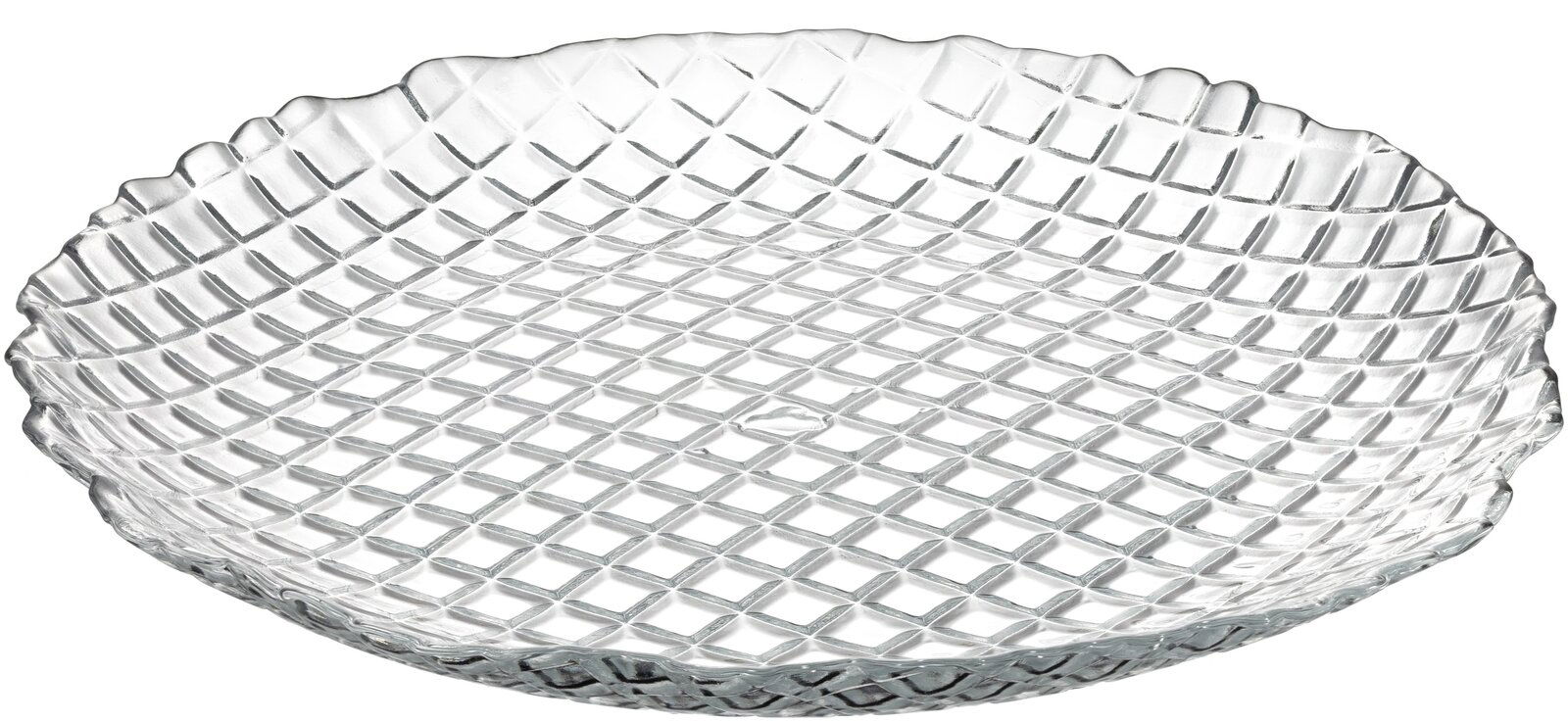 Leonardo Teller SOLE Glasierter Teller mit rautenförmigem Muster, seitliche Perspektive