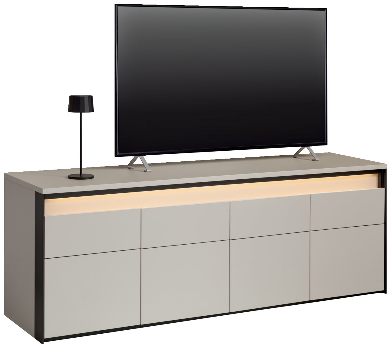 Voleo TV-Lowboard ZAYA TV-Lowboard in moderner Optik mit integriertem LED-Licht, seitliche Perspektive