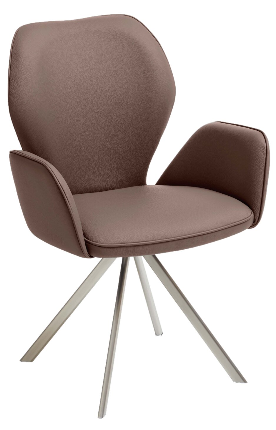 Valdera Sessel COLORADO-TREND-LINE Moderner brauner Sessel mit gepolsterten Armlehnen und Metallbeinen, seitliche Perspektive