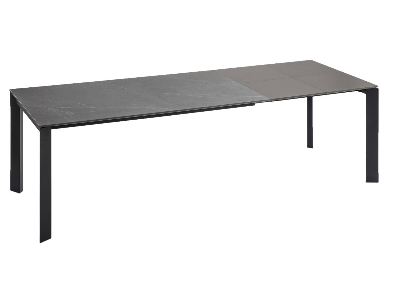 Novel Esstisch TEOREMA Moderner Esstisch mit schwarzer, rechteckiger Tischplatte und schlanken Beinen, seitliche Perspektive